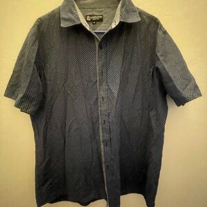 Sahara Club Size Large Navy Patterned Short Sleeve Shirt